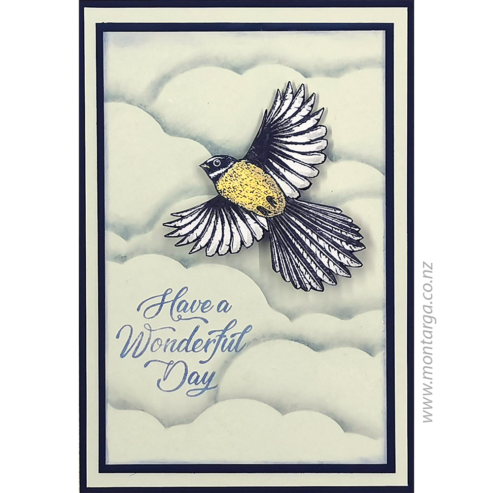 1307 G Flying Pīwakawaka Fantail Rubber Stamp