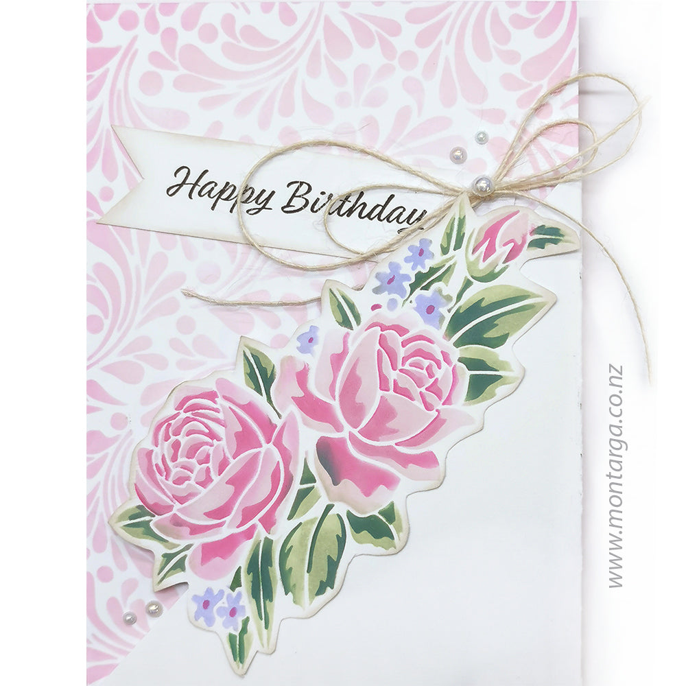 Card Sample - Layering Stencil - Rose