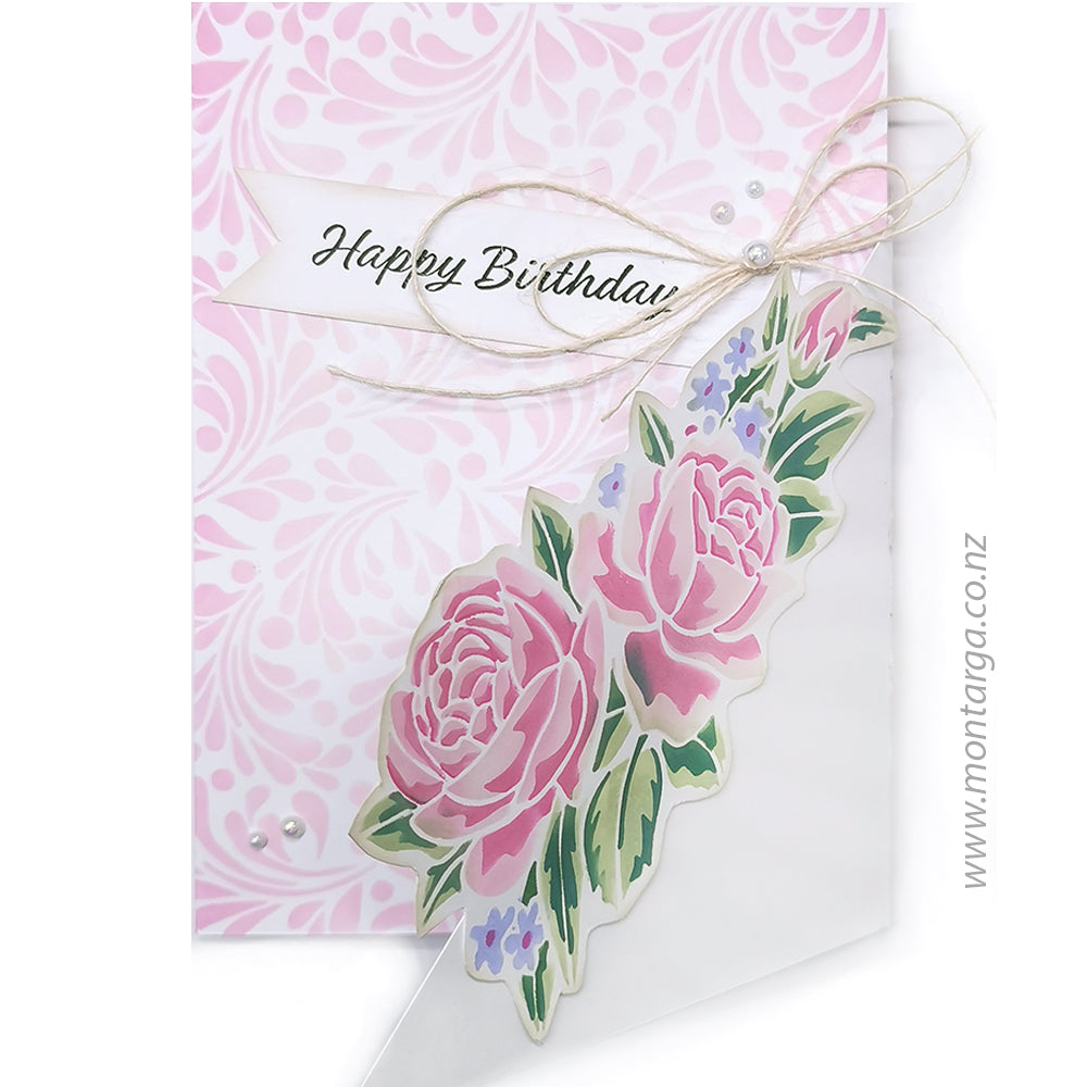 Card Sample - Layering Stencil - Rose