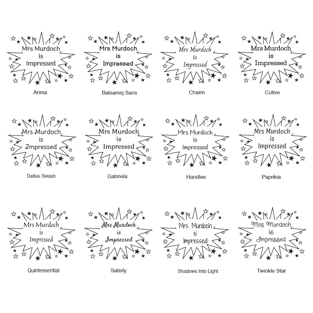 2036 D Star Burst - Personalised Teacher Rubber Stamp