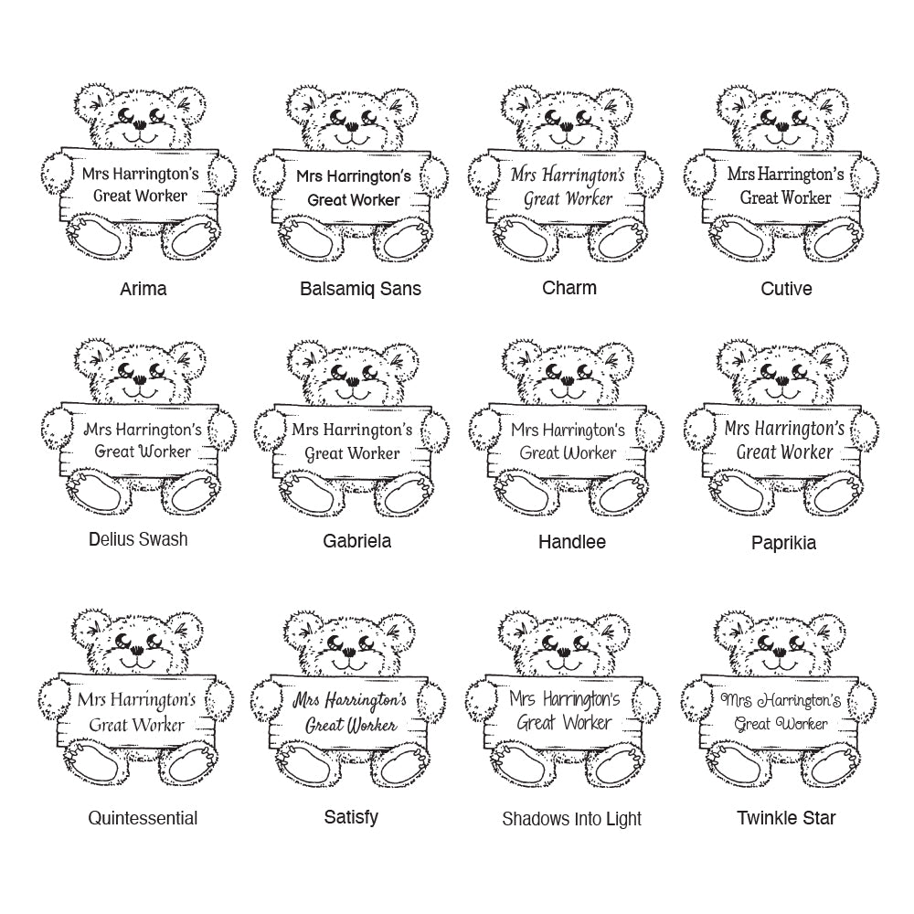 2066 D Teddy - Personalised Teacher Rubber Stamp