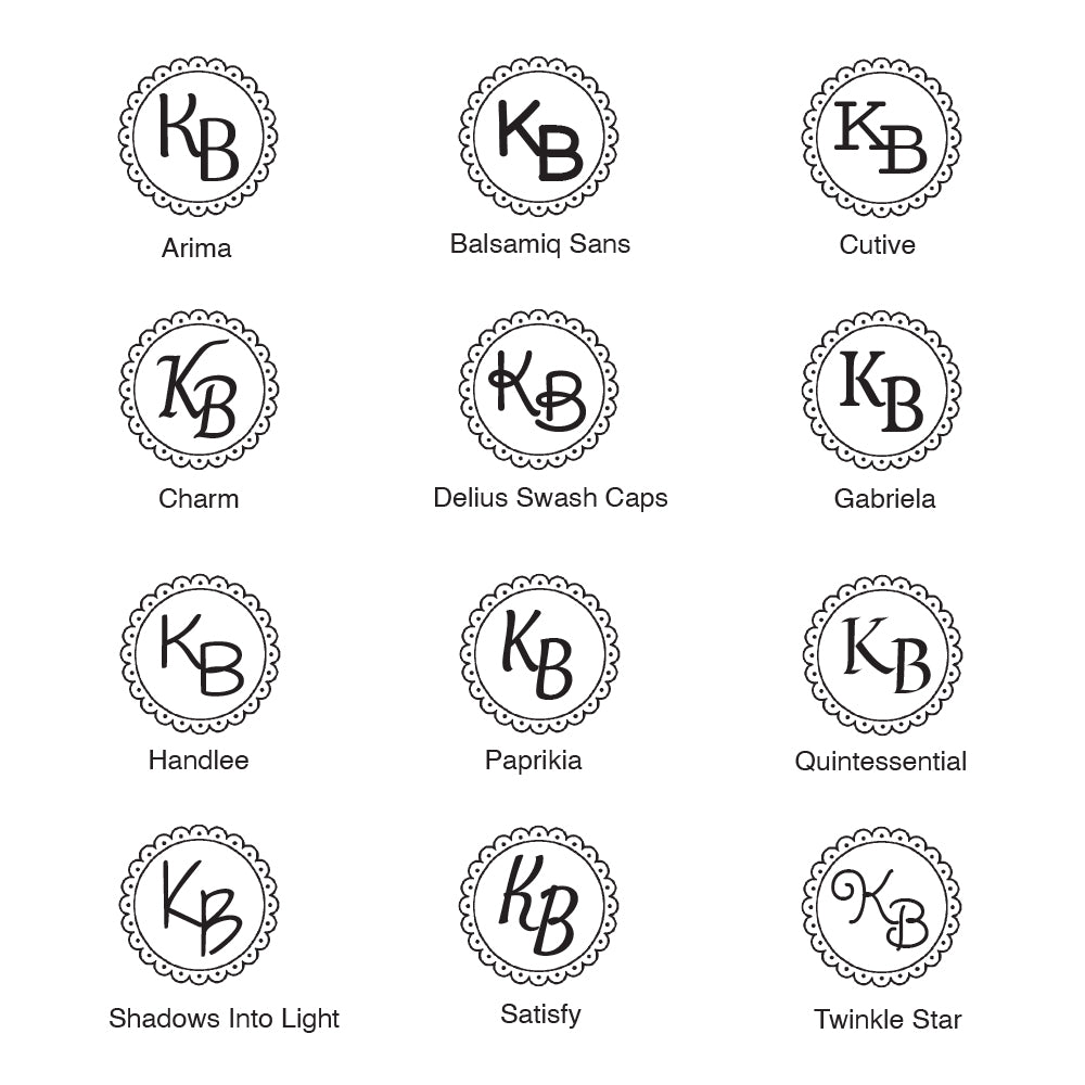 2090 A Scallop Circle - Initials Personalised Rubber Stamp