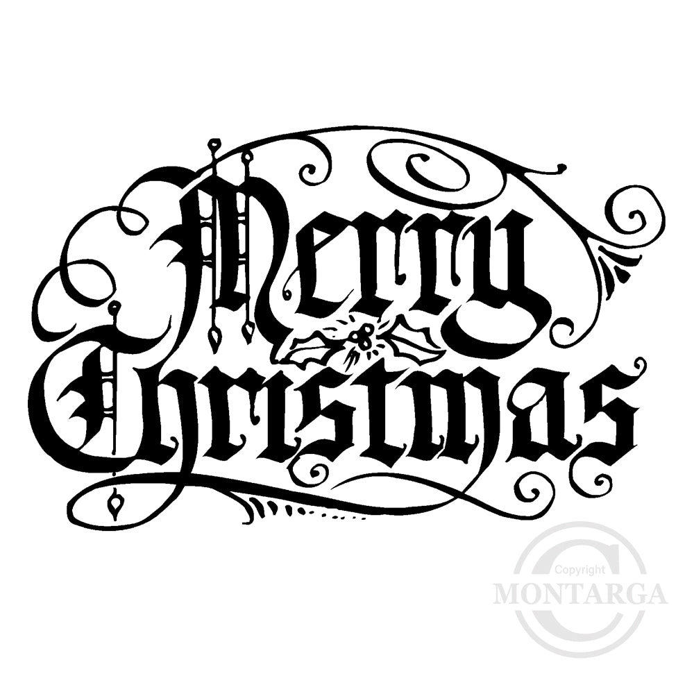 2122 G - Decorative Merry Christmas Rubber Stamp