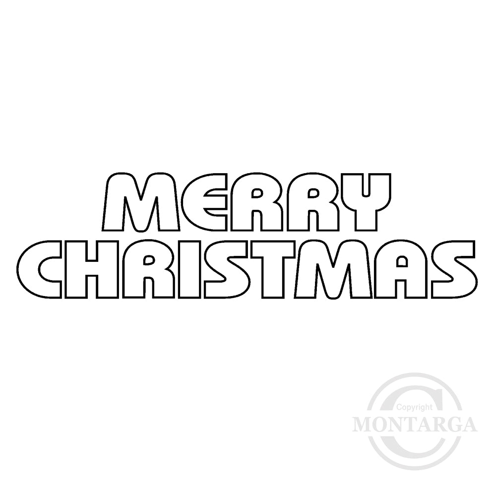 2123 BB - Outline Merry Christmas Wording Rubber Stamp