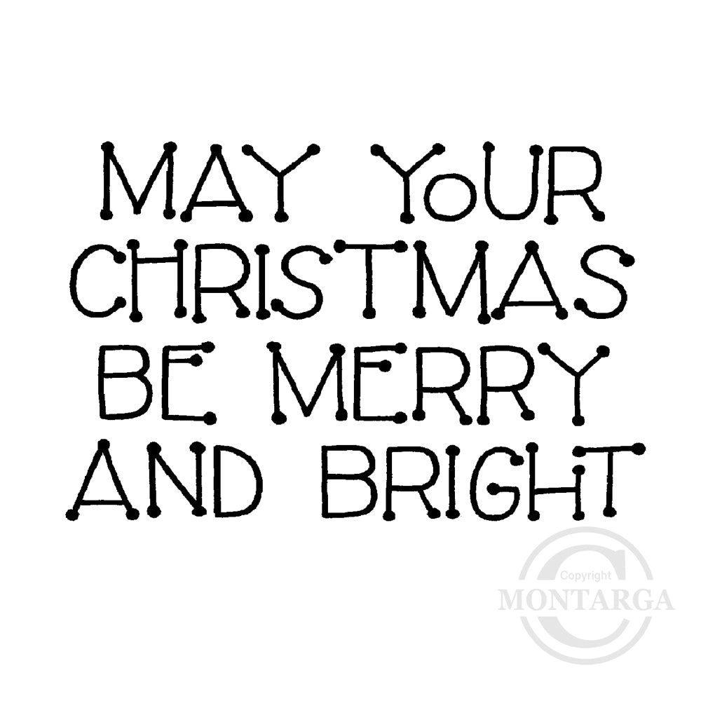 2126 E - Merry And Bright Wording Rubber Stamp
