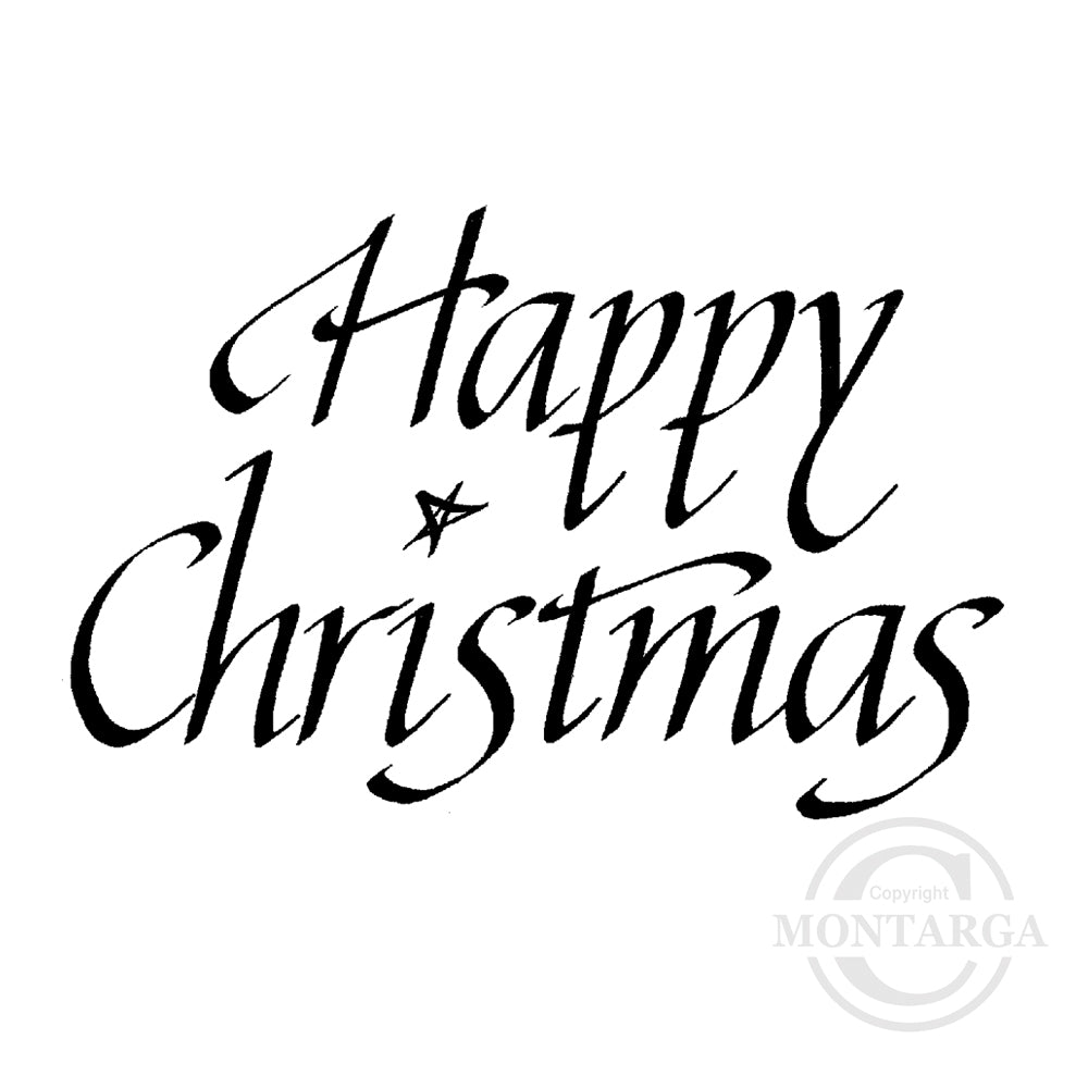 2144 E - Happy Christmas Wording Rubber Stamp