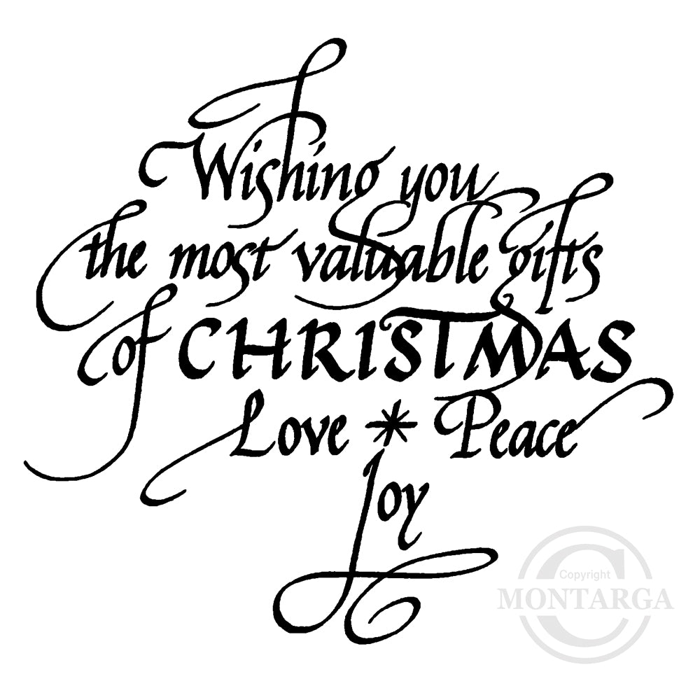 2156 G - Wishing you gifts Christmas Wording Rubber Stamp