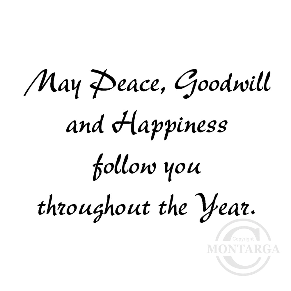 2161 E - Peace, Goodwill and Happiness Wording Rubber Stamp