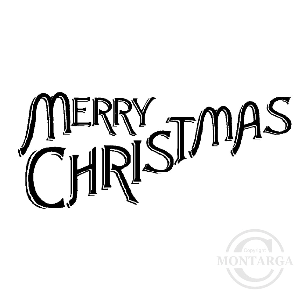 2188 E - Vintage Merry Christmas Wording Rubber Stamp