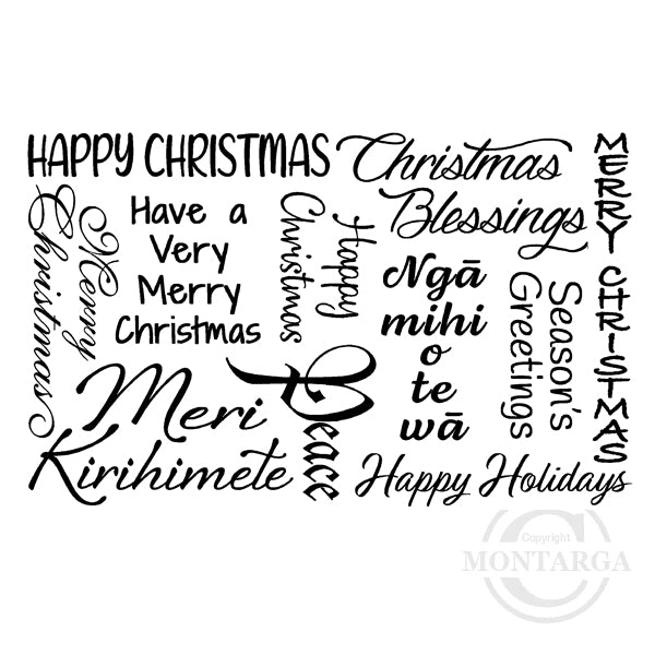 2202 GG - Christmas Wording Background Rubber Stamp