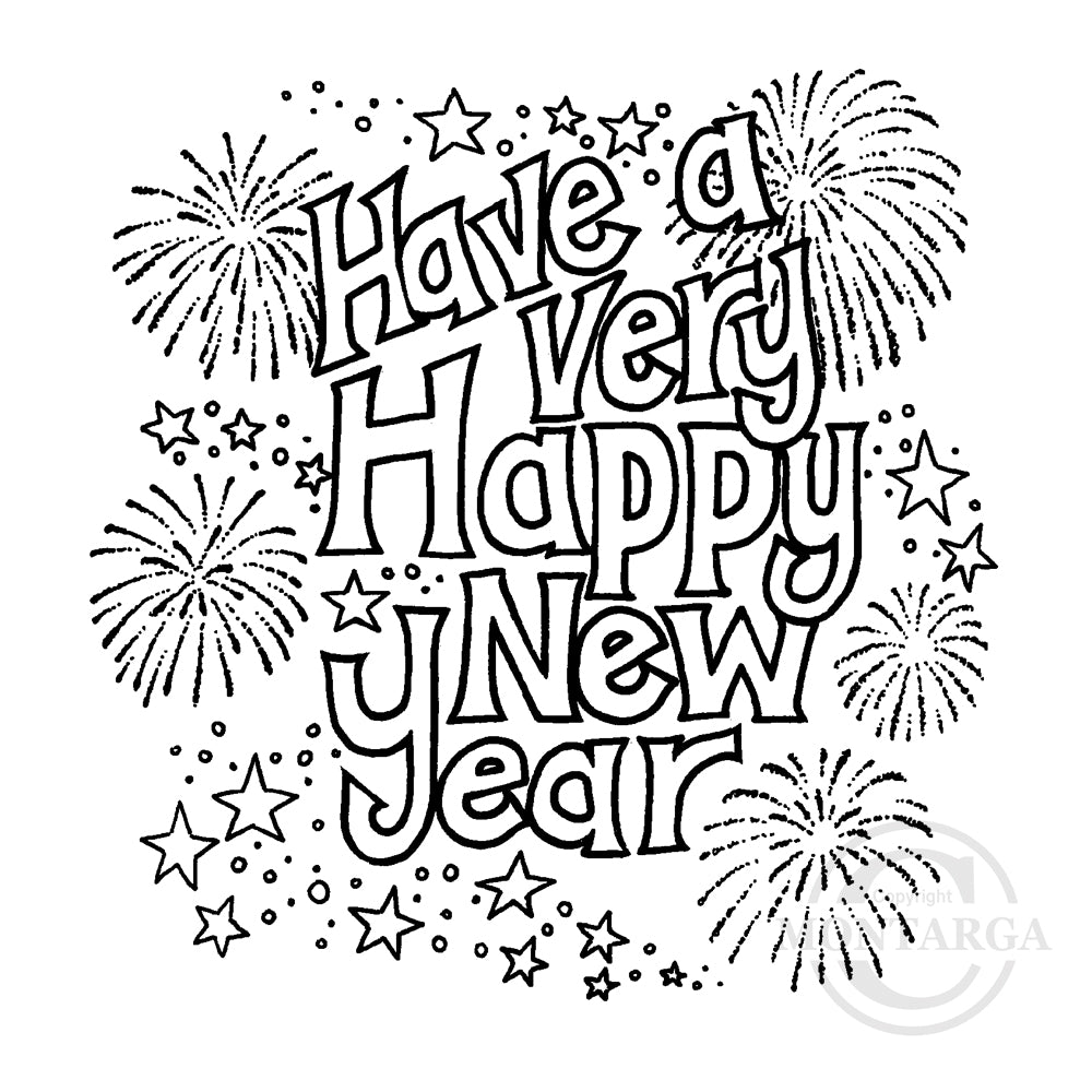 2317 G - Happy New Year Wording Rubber Stamp