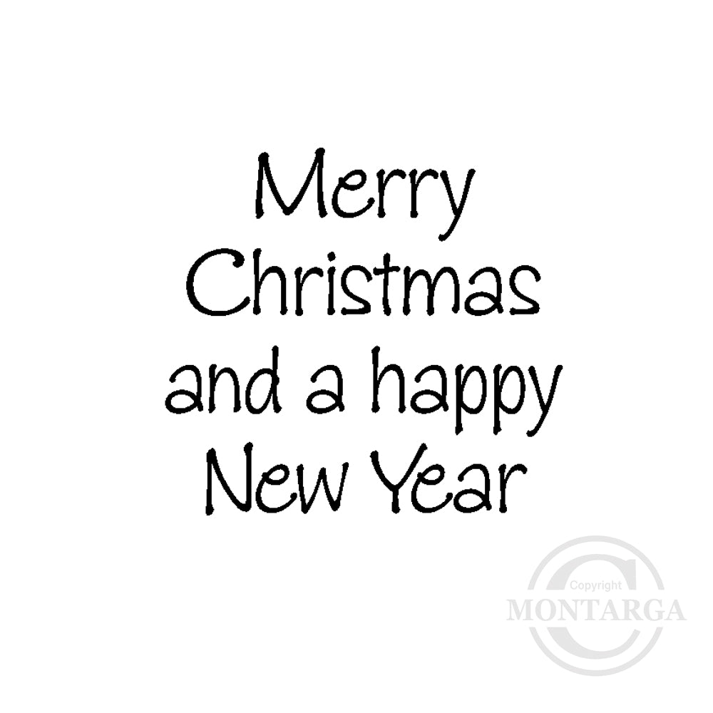 2365 A - Merry Christmas Happy New Year Wording Rubber Stamp