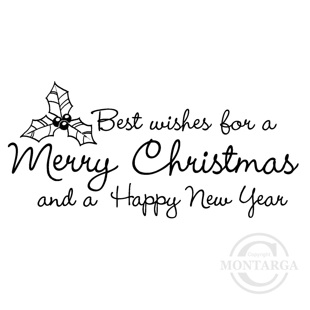 2373 FF - Merry Christmas Happy New Year Wording Rubber Stamp