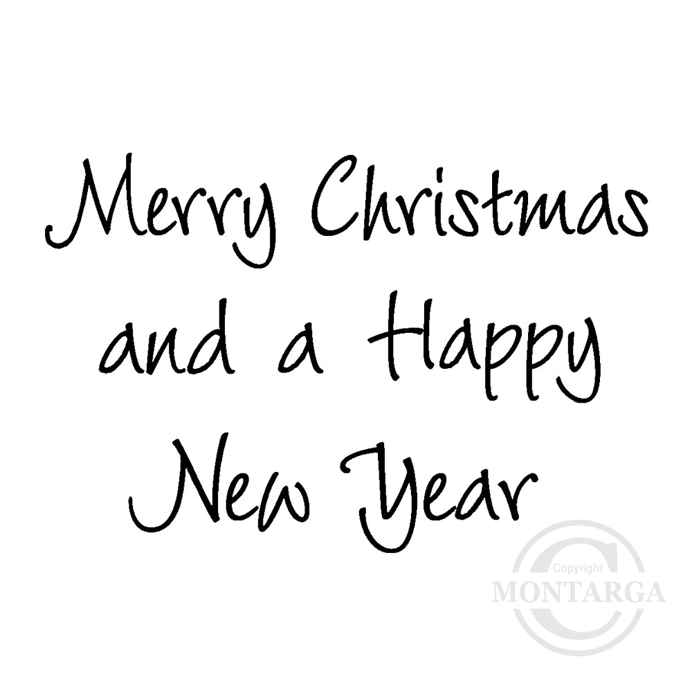 2383 D - Merry Christmas Happy New Year Wording Rubber Stamp