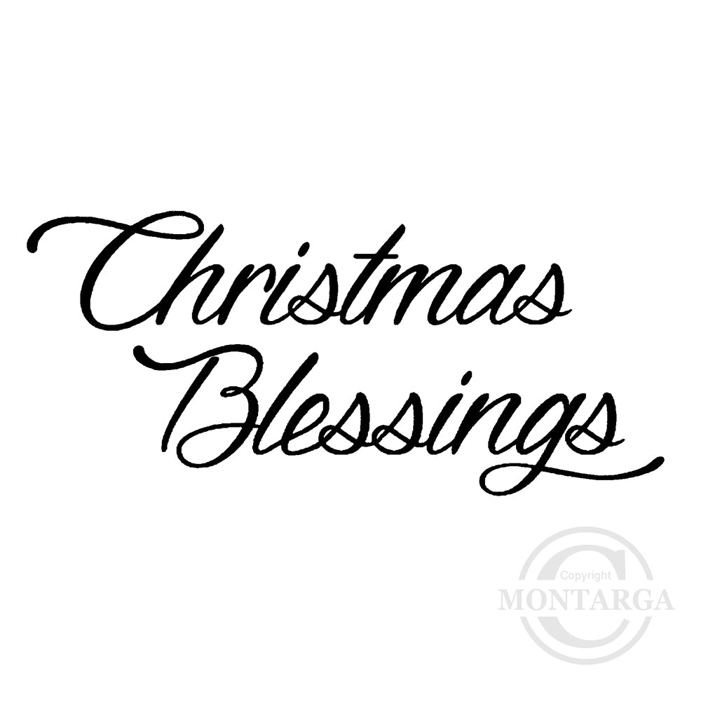 2385 FF - Christmas Blessings Wording Rubber Stamp
