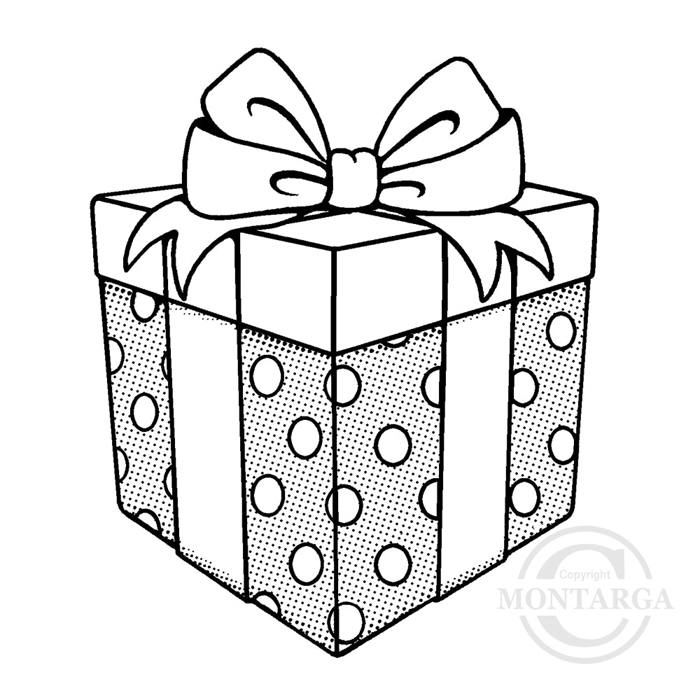 2388 F - Gift Box Present Rubber Stamp