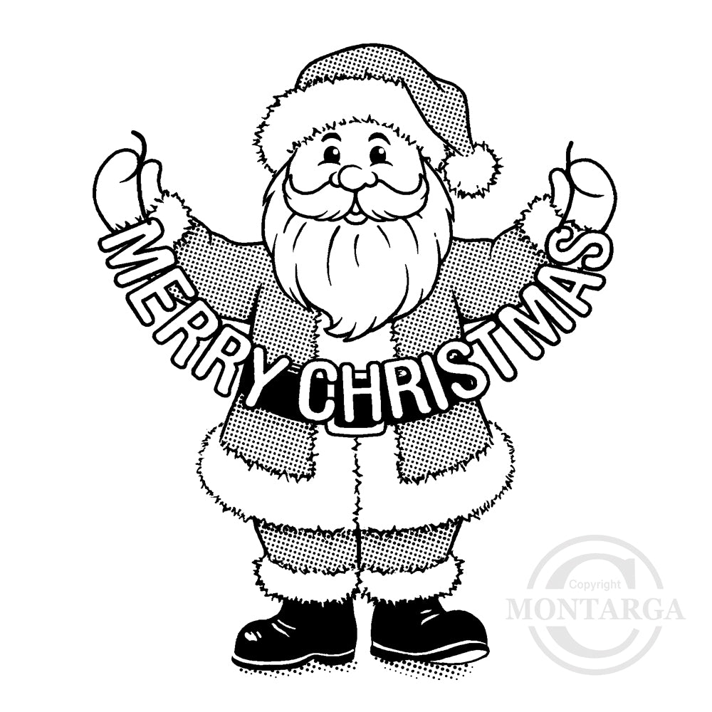 2389 G - Santa, Father Christmas With Banner Rubber Stamp