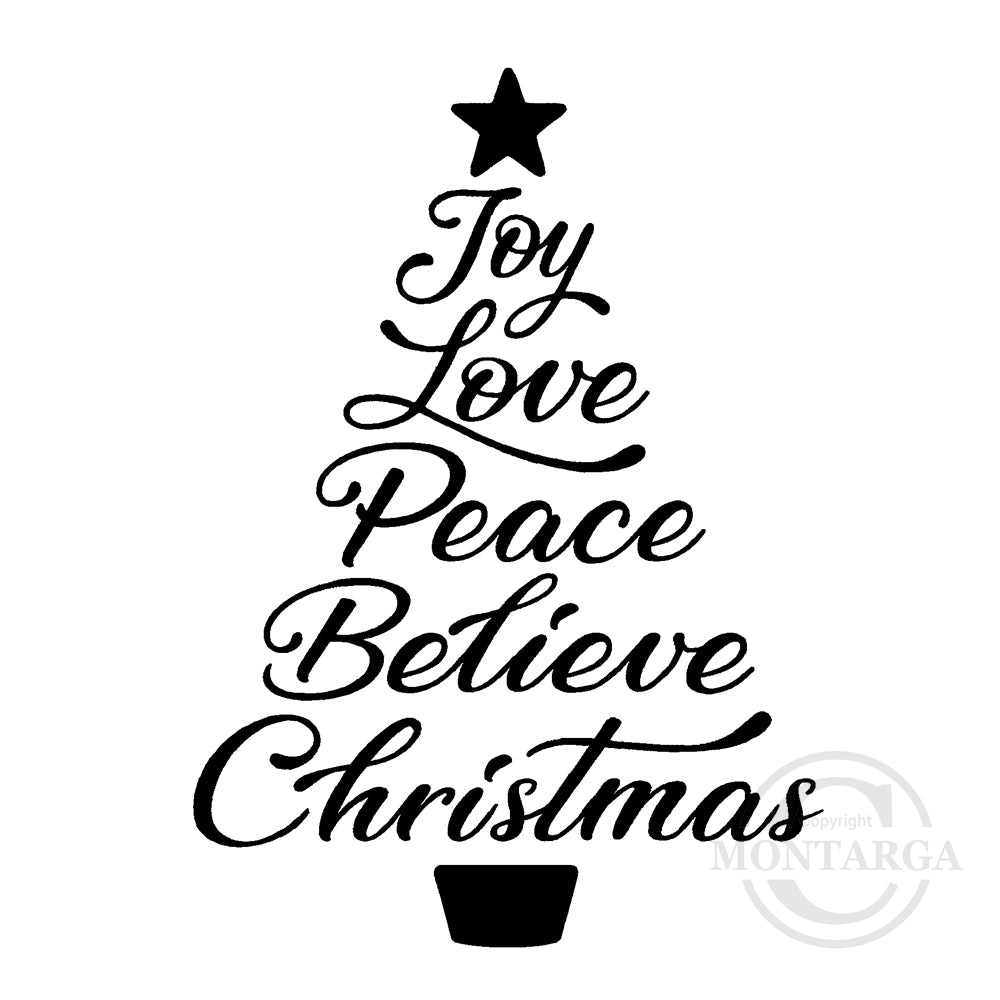 2394 G - Christmas Wording Tree Rubber Stamp
