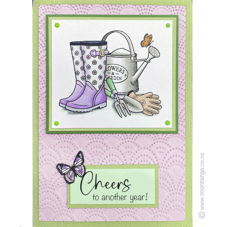 2545 B - Cheers to Another Year Wording Rubber Stamp