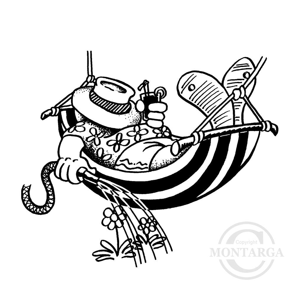 2635 G - Man In Hammock Rubber Stamp