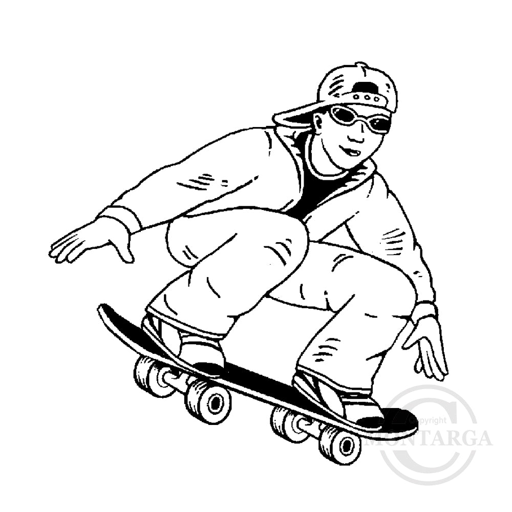 2643 F - Skateboarding Rubber Stamp
