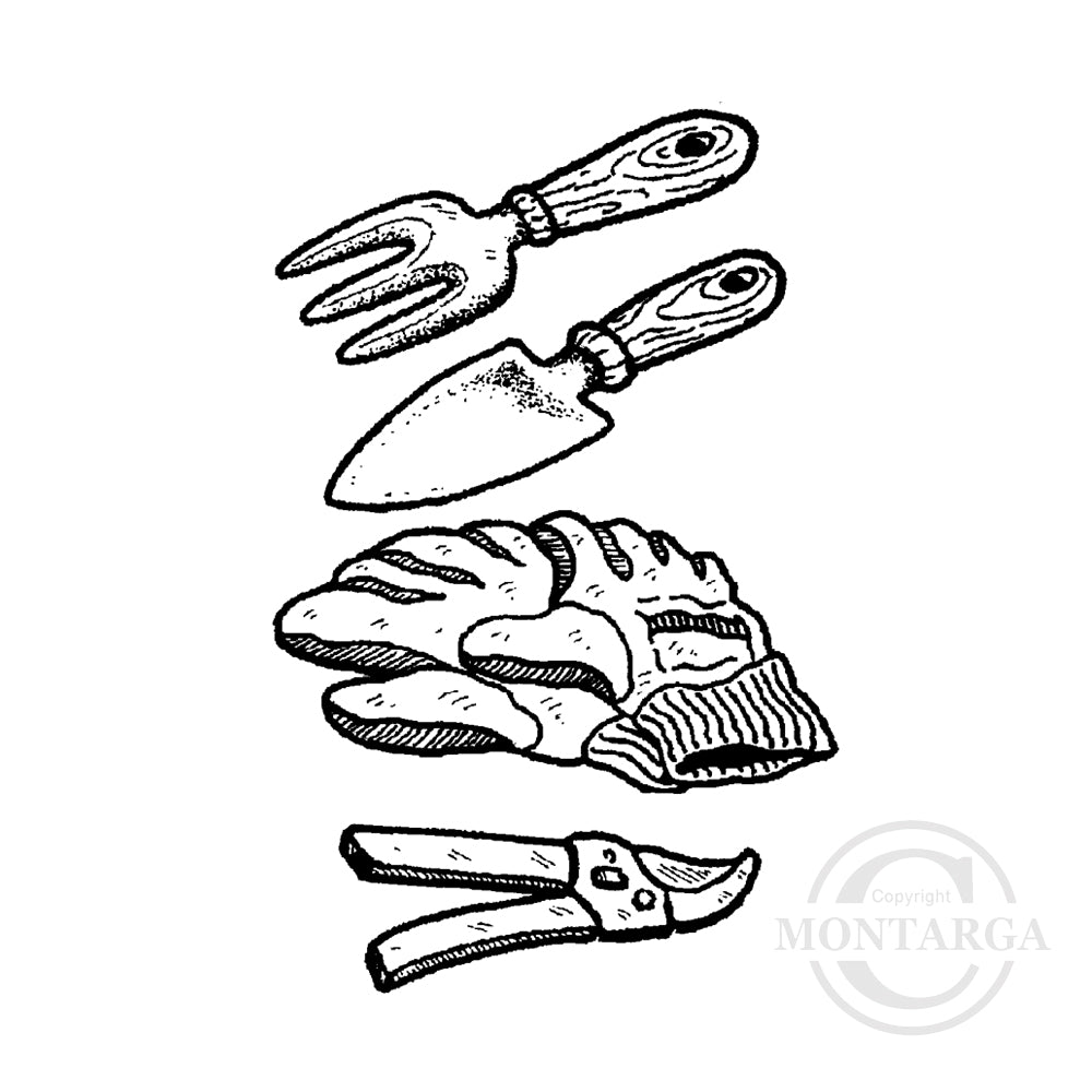 2644 E - Gardening Tools Rubber Stamp