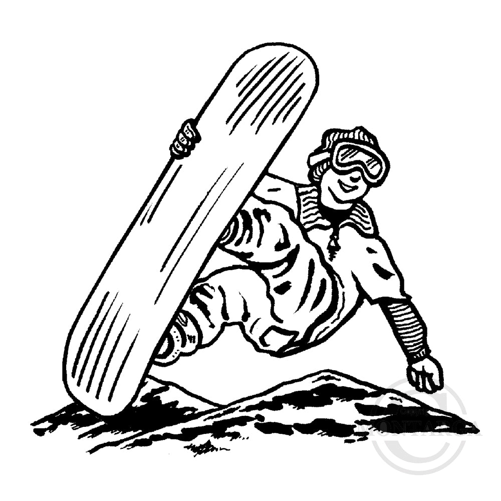 2649 F - Snowboarder Rubber Stamp