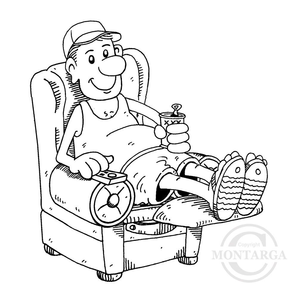 2659 G - Man In Armchair Rubber Stamp