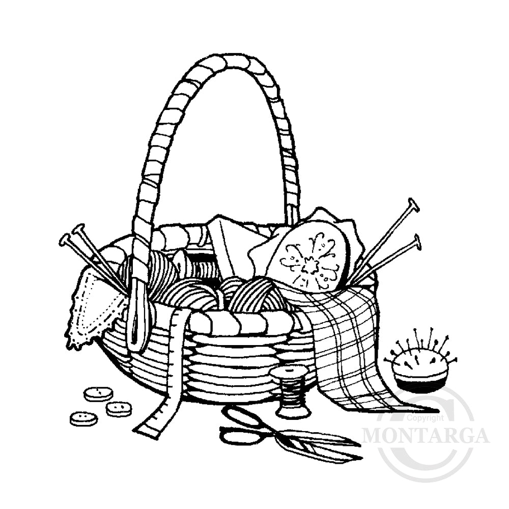 2660 F - Sewing Basket Rubber Stamp