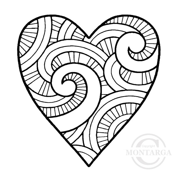 2698 F - Koru Patterned Heart Rubber Stamp