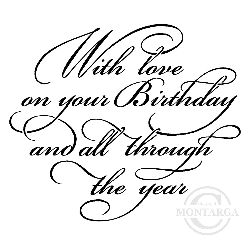 2738 G - With Love On Birthday Wording Wording Rubber Stamp
