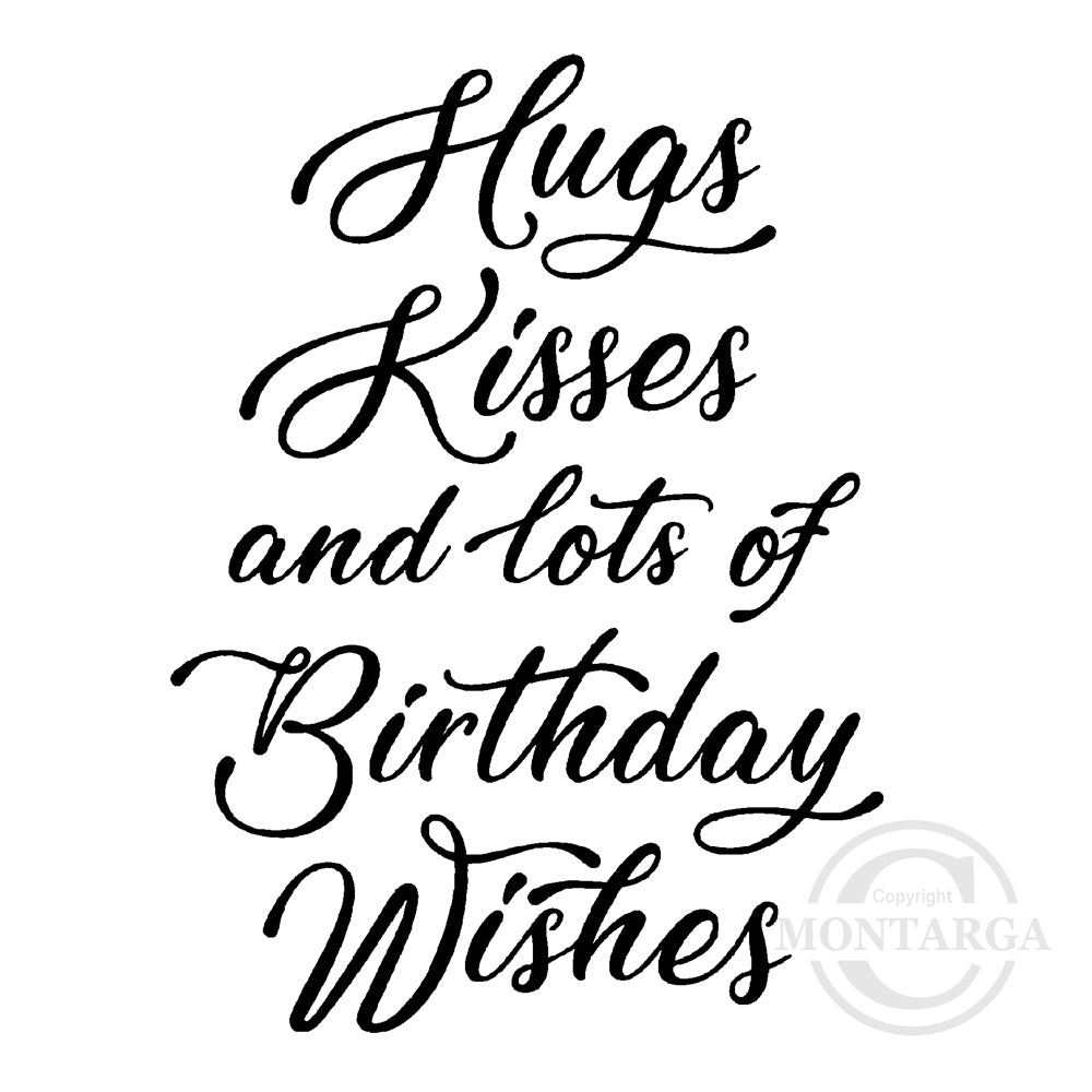 2792 G - Hugs Kisses Birthday Wishes Wording Rubber Stamp