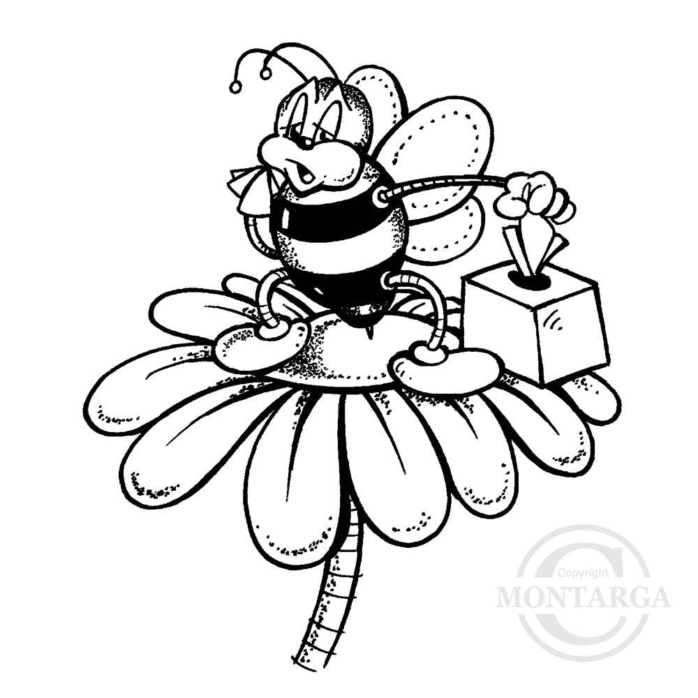 2805 F - Sick Bee Rubber Stamp