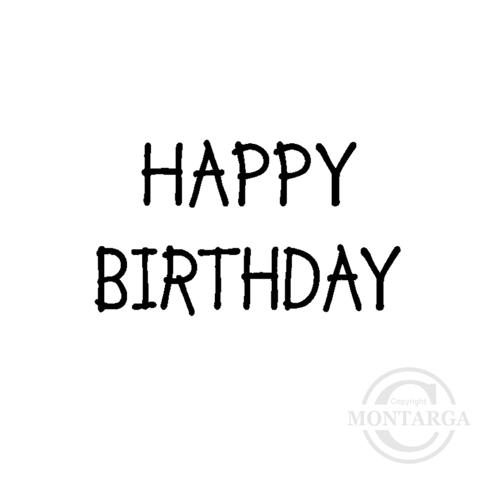 2847 A - Happy Birthday Wording Rubber Stamp