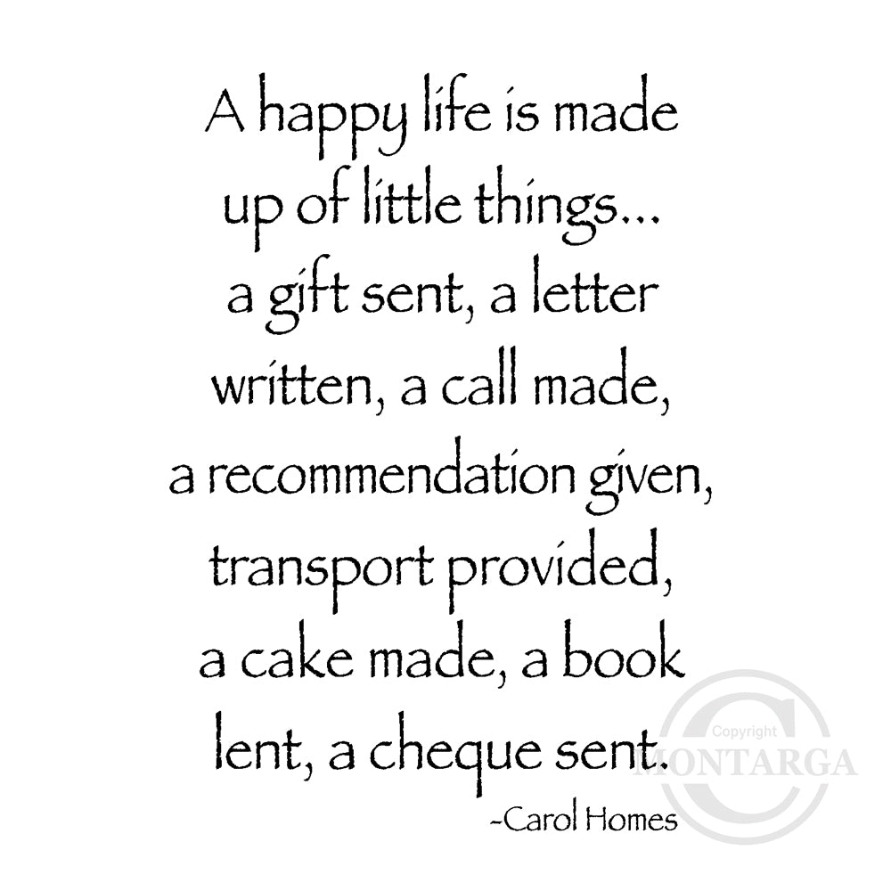 2960 F - Happy Life WordingRubber Stamp