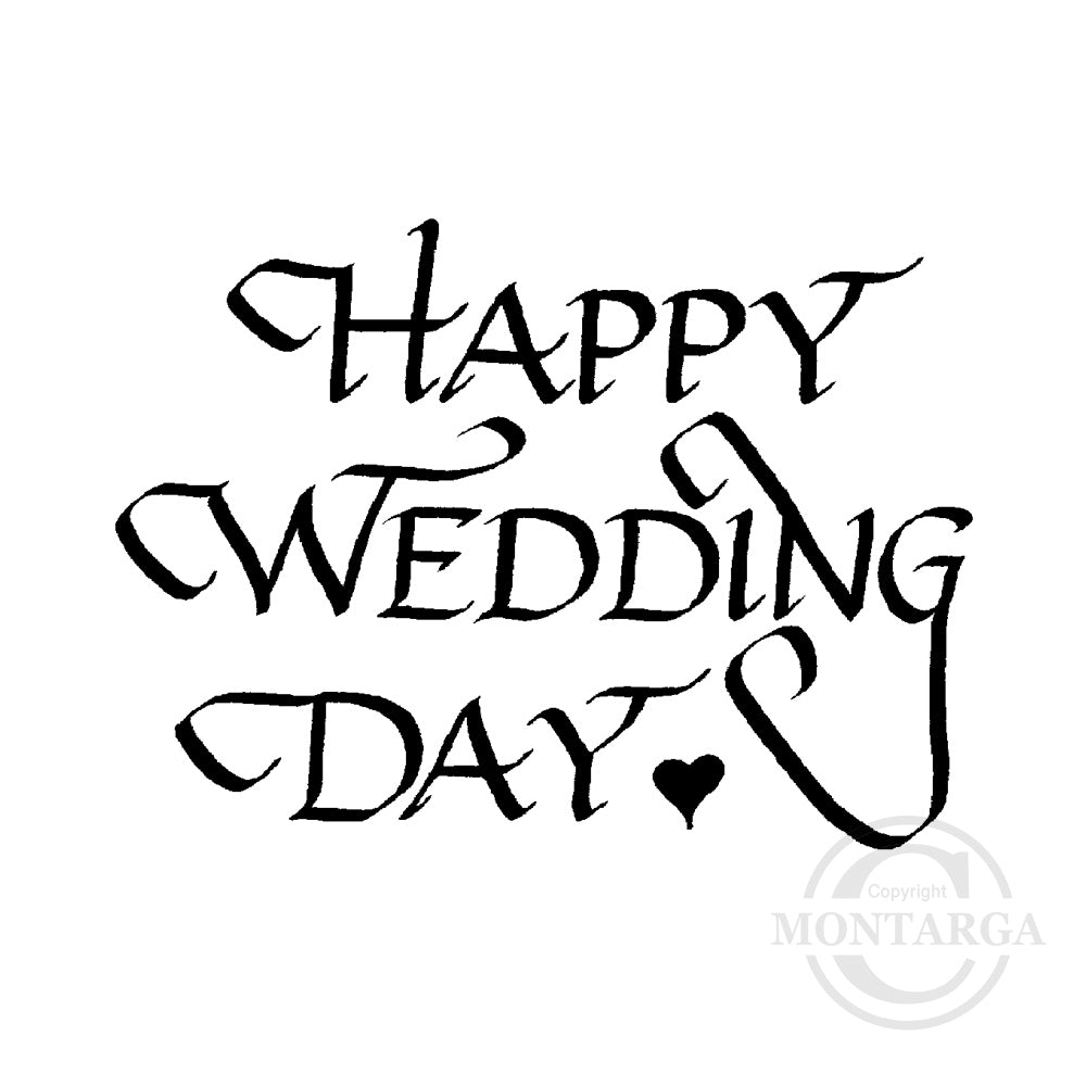 3008 D - Happy Wedding Day Wording Rubber Stamp