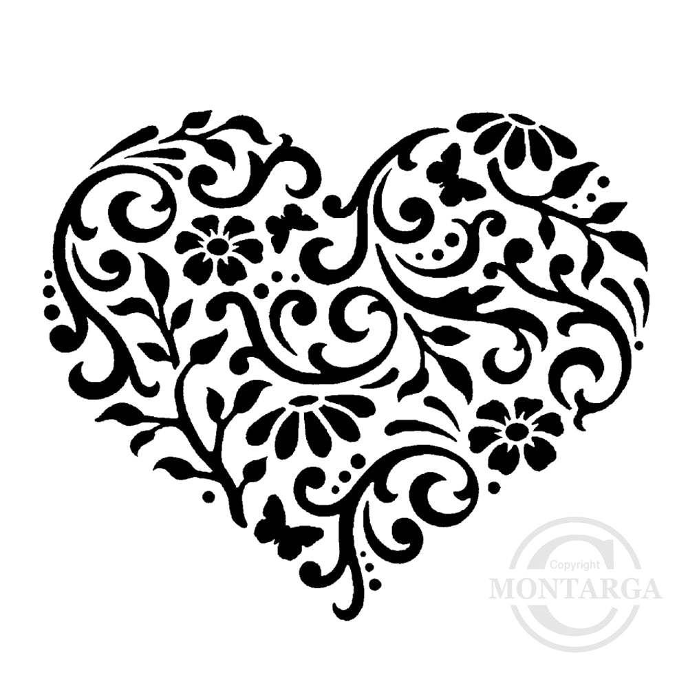 3044 F - Filigree Heart Rubber Stamp