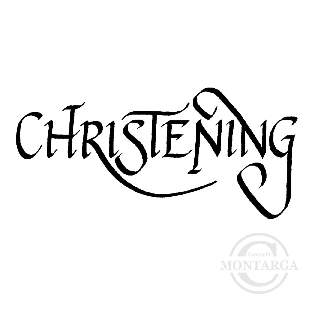3113 E - Christening Wording Rubber Stamp
