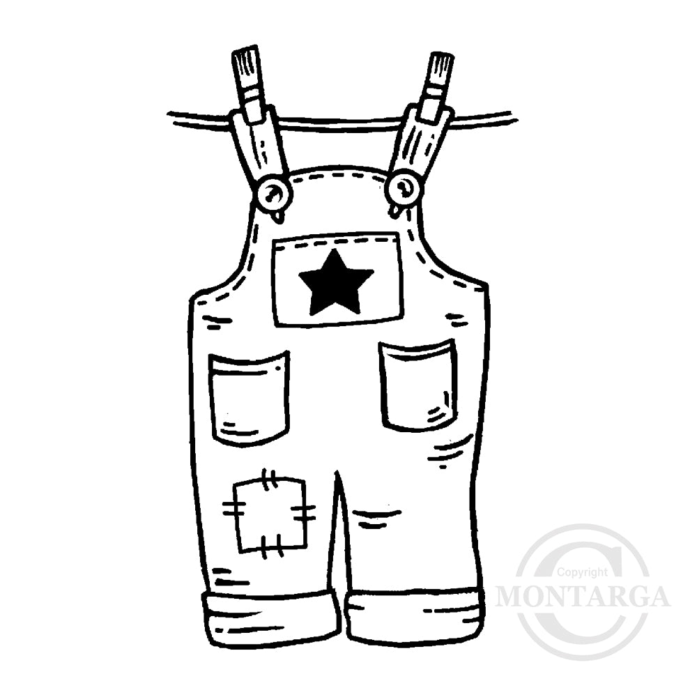 3117 E - Overalls Rubber Stamp