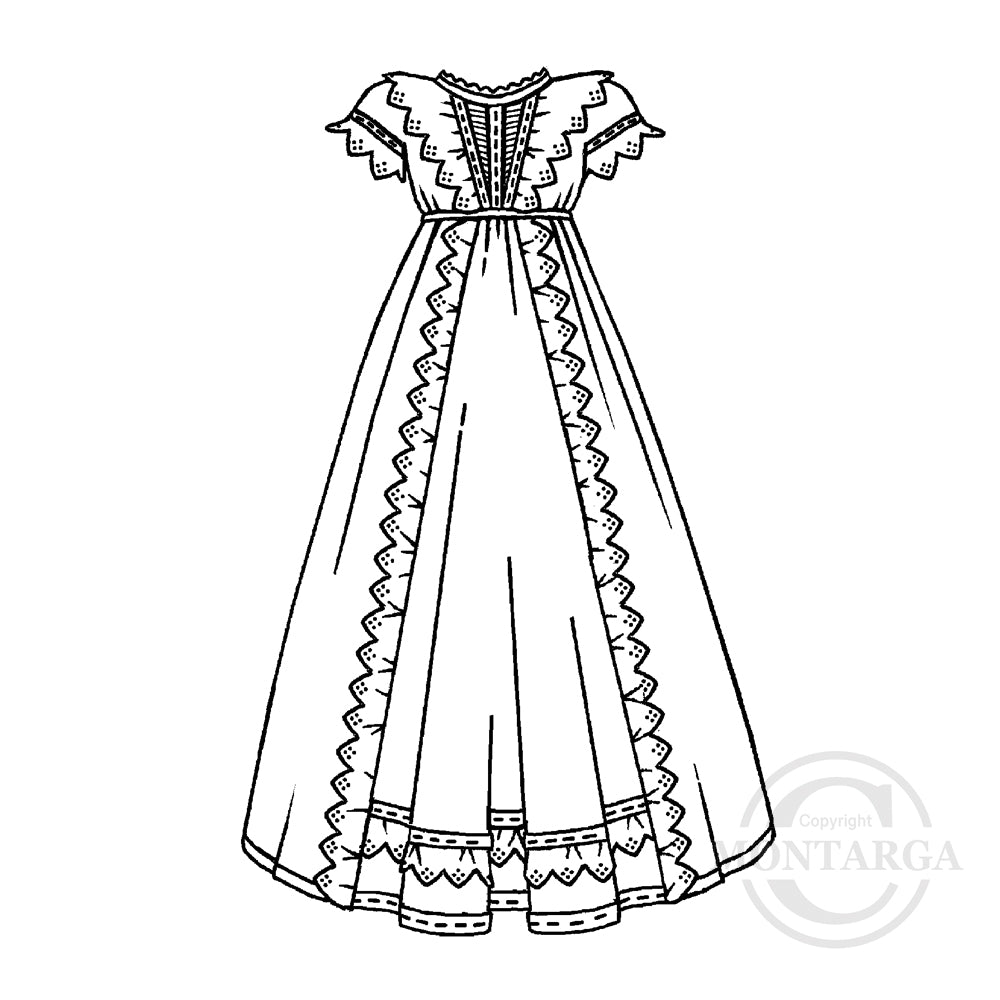 3132 G - Christening Gown Rubber Stamp