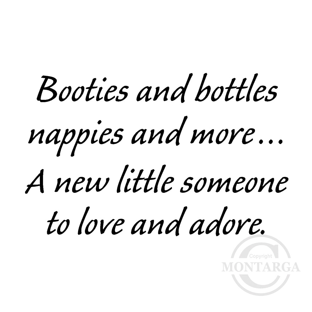 3138 E - Booties and Bottles Wording Rubber Stamp