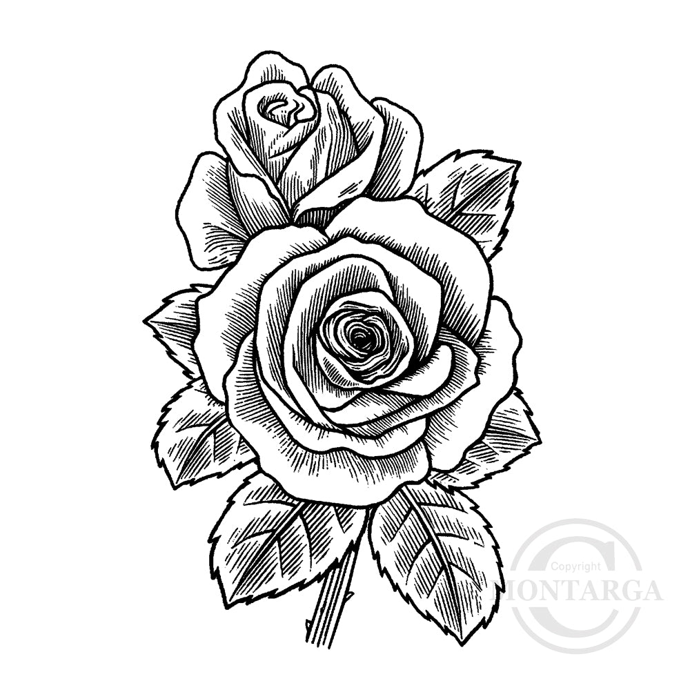 3244 GG - Engraved Rose Rubber Stamp