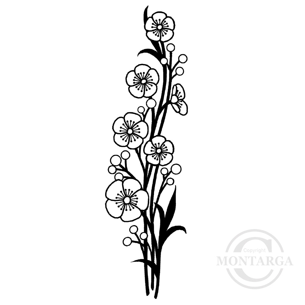 3245 FFF - Tall Flowers Rubber Stamp