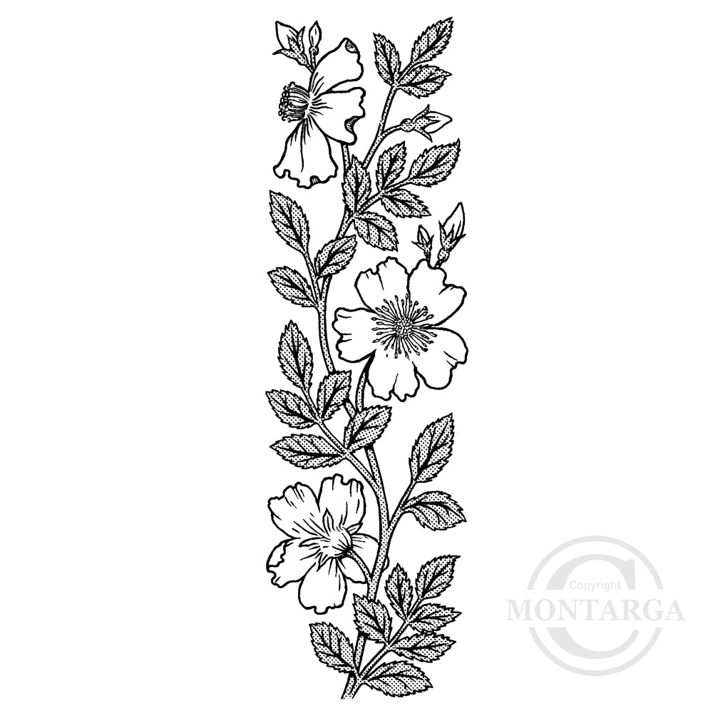 3272 FFF - Vertical Flowers Rubber Stamp