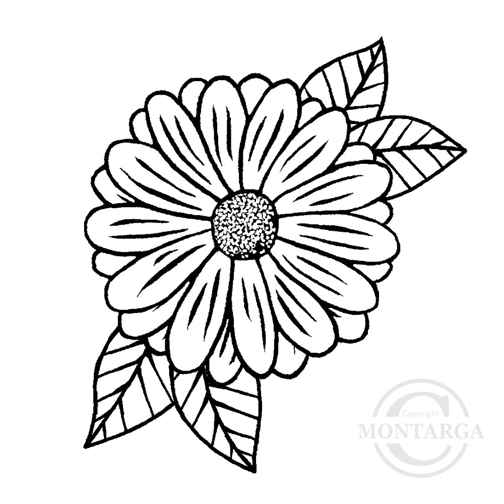 3278D or G - Flower with Leaves Rubber Stamp