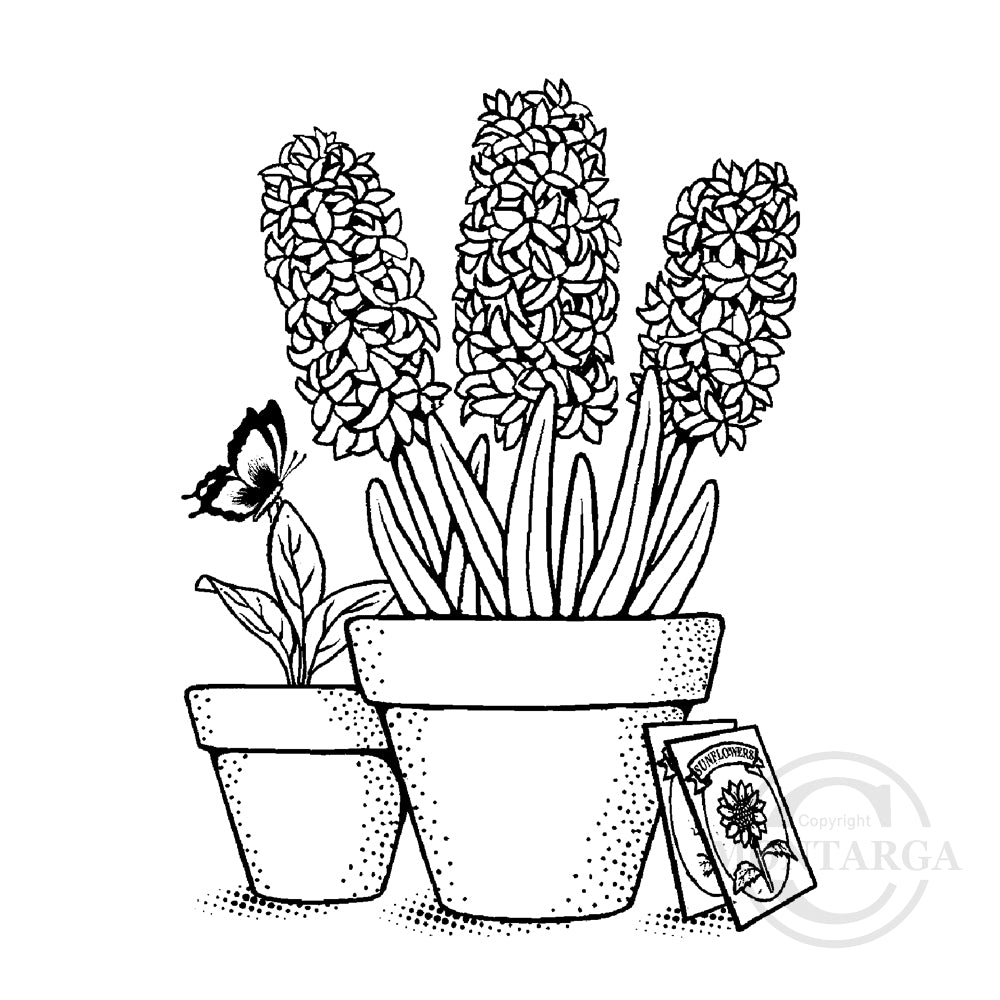 3285 G Flowers in Pot Rubber Stamp