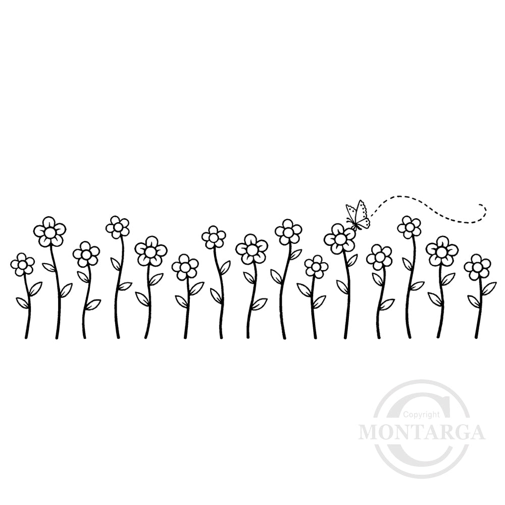 3294 FFF Flower in a Row Rubber Stamp