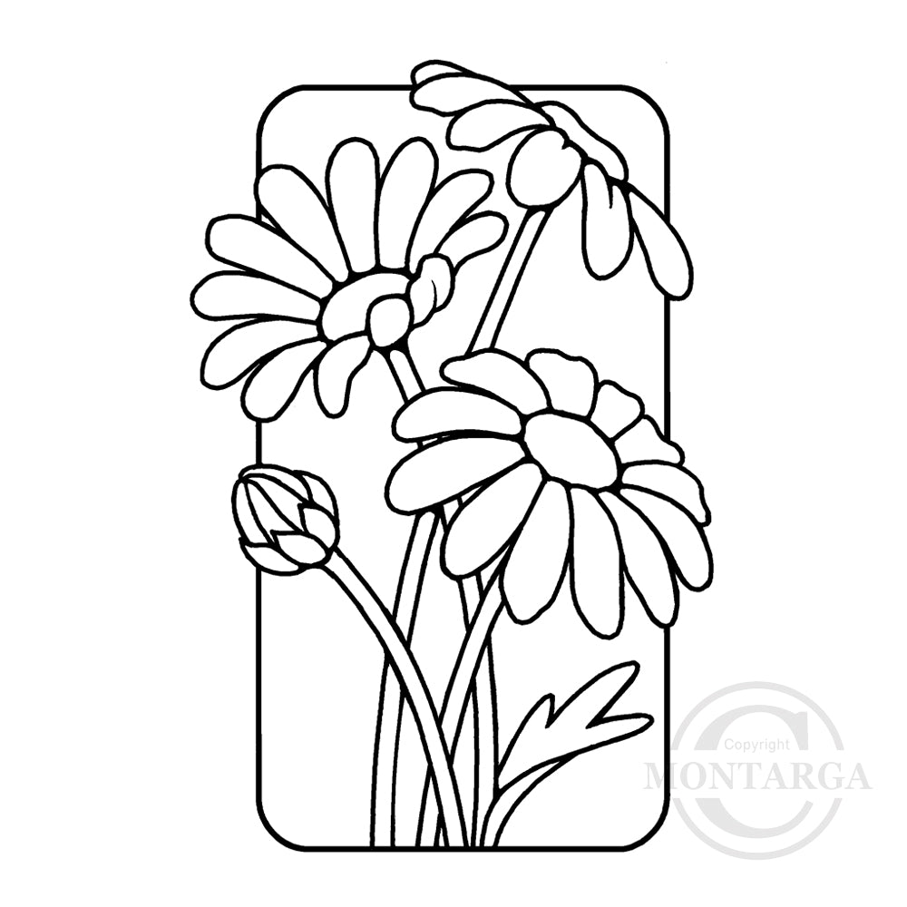 3296 GG - Daisies in Frame Rubber Stamp