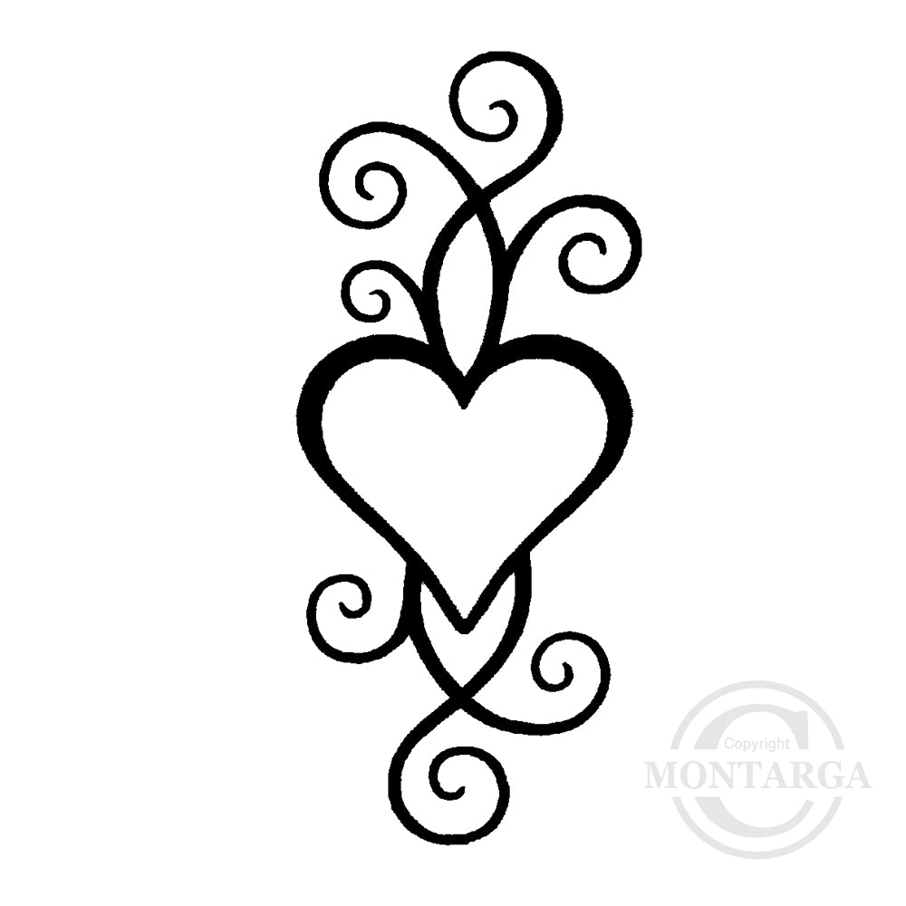 3429 B - Heart With Swirls Rubber Stamp