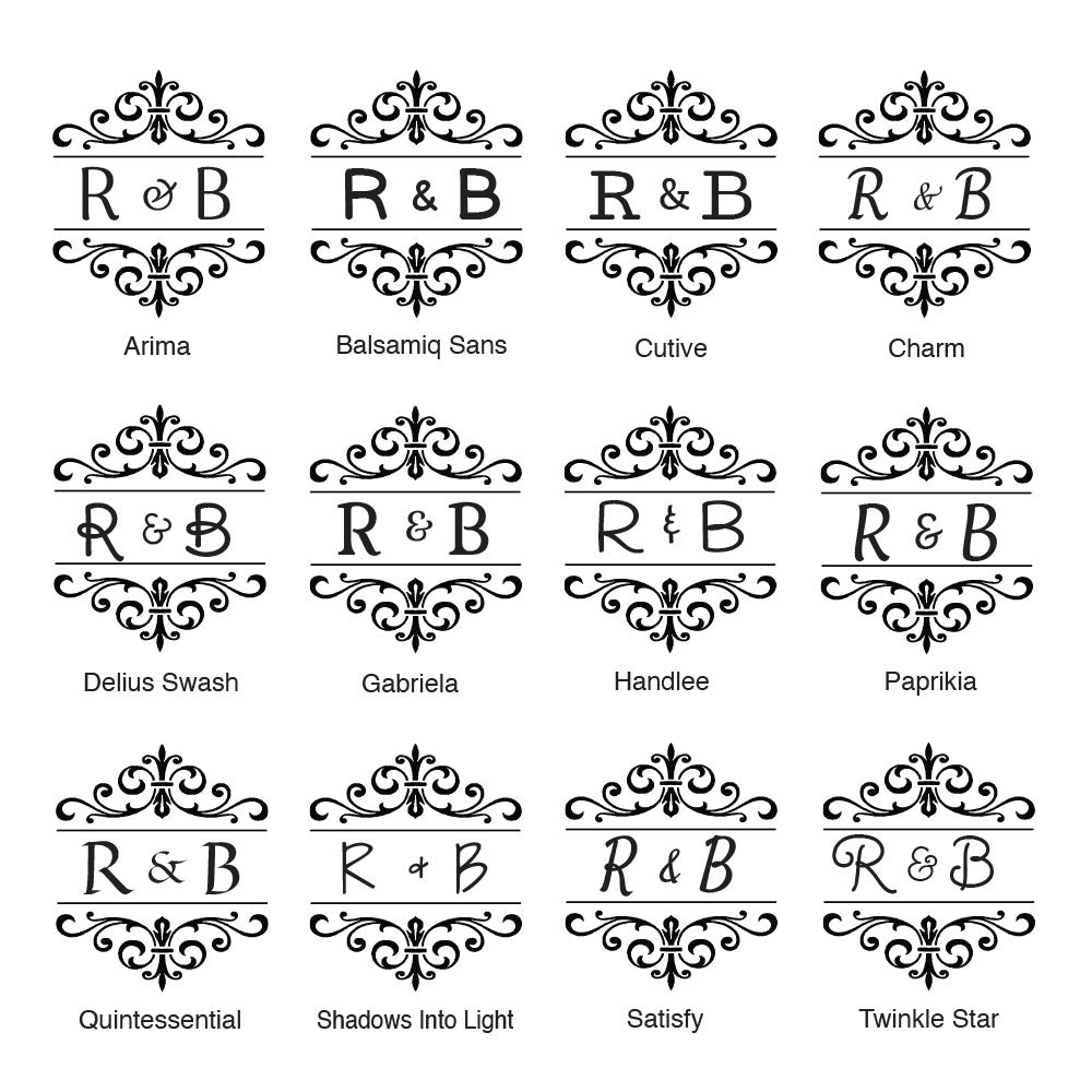 3435 C Flourish Border - Personalised Initials Rubber Stamp